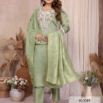 Pastel Green Embroidered Premium Suit Set
