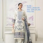 Elegant Blue Printed Blend Silk Suit Set