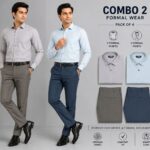 Combo Pack of 2 Full Sleev Formal Shirt  with 2 Formal Trousers (Pack of 4/Mix Color) Pants