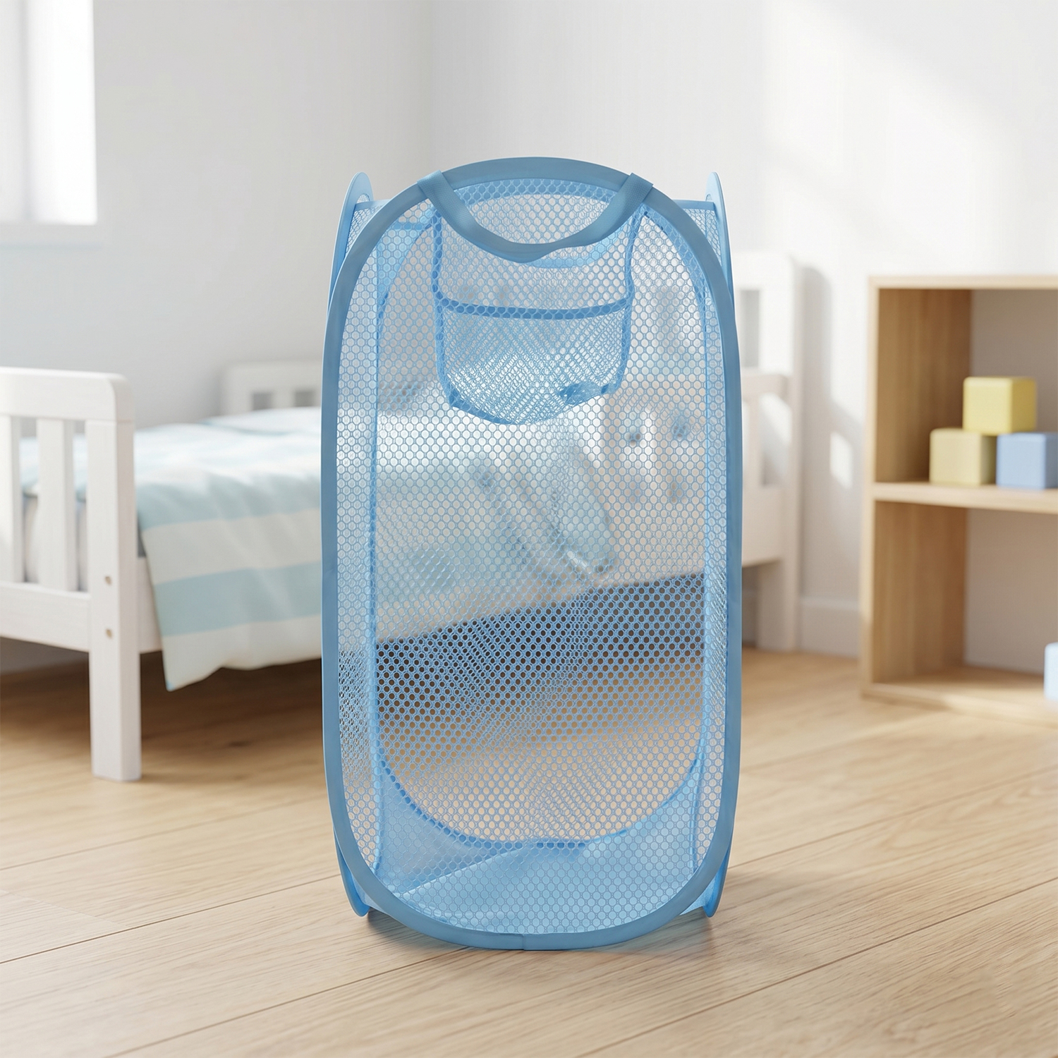 CG5O7L8fCHZJs8pDnV6Eoybo2x7kUE6pCeFNVmgE Large Mesh Pop Up Laundry Basket Clothes Storage Hamper (1 Pc 54x30cm) - Image 1