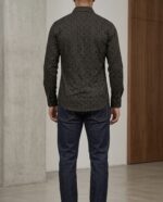 Premium Black Cotten printed Formal Shirt - Image 3