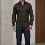 Premium Black Cotten printed Formal Shirt