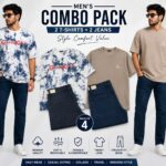Combo Pack of Men's 2 Jeans and 2 T-Shirts (Mix color)