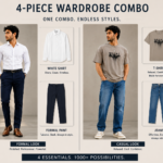 Combo Men's 1 Formal Shirt + 1 Formal Pant + 1 Jeans + 1 T-shirt (Pack of 4/Mix Color)