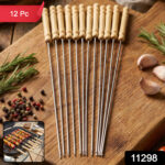 Stainless Steel Bbq Skewers With Wooden Handle (12 Pc) - Image 4