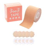 Boob Tape With 10 Pairs Nipple Cover Cotton Wide Thin Breast Tape - Womens Girls Breast Lift Booby Tape - Push Up Lifting Tape - Suitable For All Breast Types - Breast Lift Bra Tape - Bob Tape For Natural Breast Lift (1 Pc 5 Meters) - Image 2