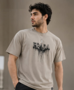 Cotton Lycra heavy gsm down shoulder PRADA T shirt