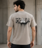 Cotton Lycra heavy gsm down shoulder PRADA T shirt - Image 5