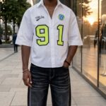 White black dropshoulder shirt