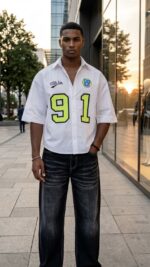 White black dropshoulder shirt