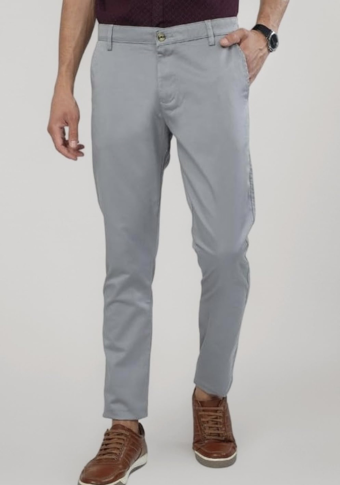 Screenshot Classic Polo C&C Signature Men's Moderate Fit Cotton Trousers | Cr-TRS-Lt.Grey-P - Image 1