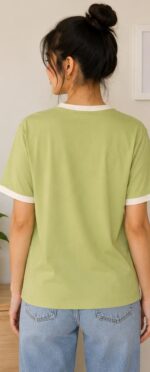 Women's Light Green Graphic Printed Round Neck T-Shirt - Image 3