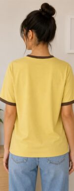 Women's Yellow Garfield Graphic Printed T-Shirt. Free Size - Image 2