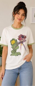 Women's White Graphic Printed Round Neck T-Shirt