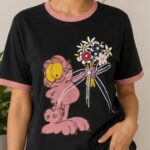 Women's Black Graphic Printed Round Neck T-Shirt